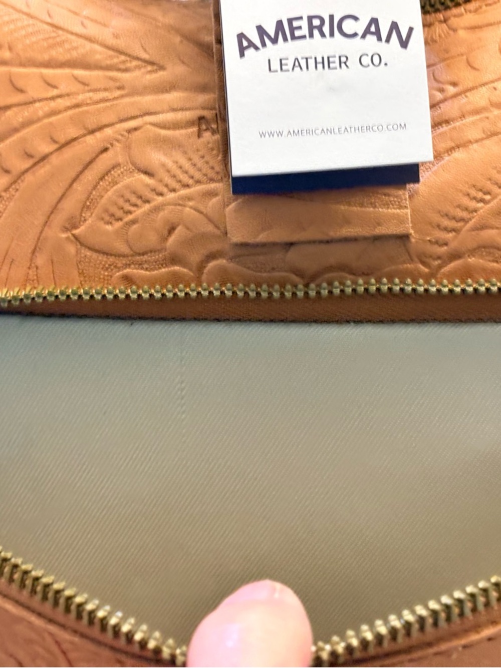 NWT Embossed Floral Leather Backpack - American Leather - Tan - Picture 7 of 11